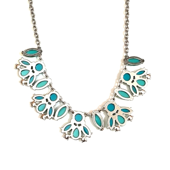 CHARMING CHARLIE ACRYLIC/RHINESTONE SILVER-TONE COLLAR BIB LOT (2) 20" NECKLACES - Picture 8 of 11